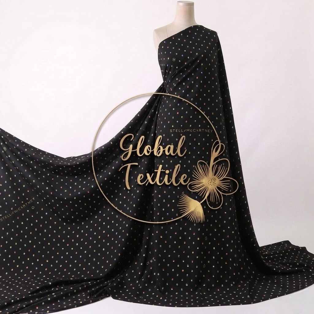 kain silk premium - kain silk crepe motif polkadot premium - kain crepe sutra - kain silk luxury ckb