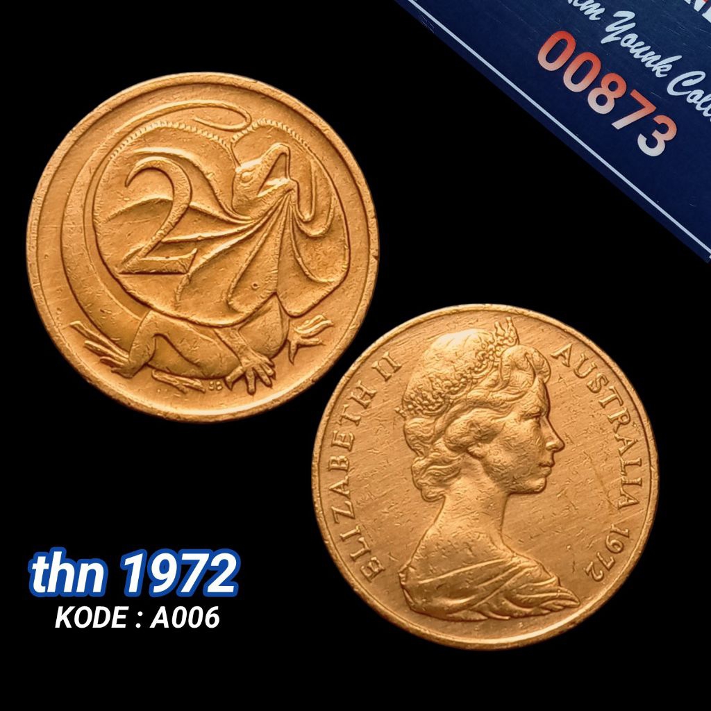 UKA072Coin 2 Cent (Australia) Elizabeth II Thn 1972 Detail Bagus Sesuai Difoto Kode:A006
