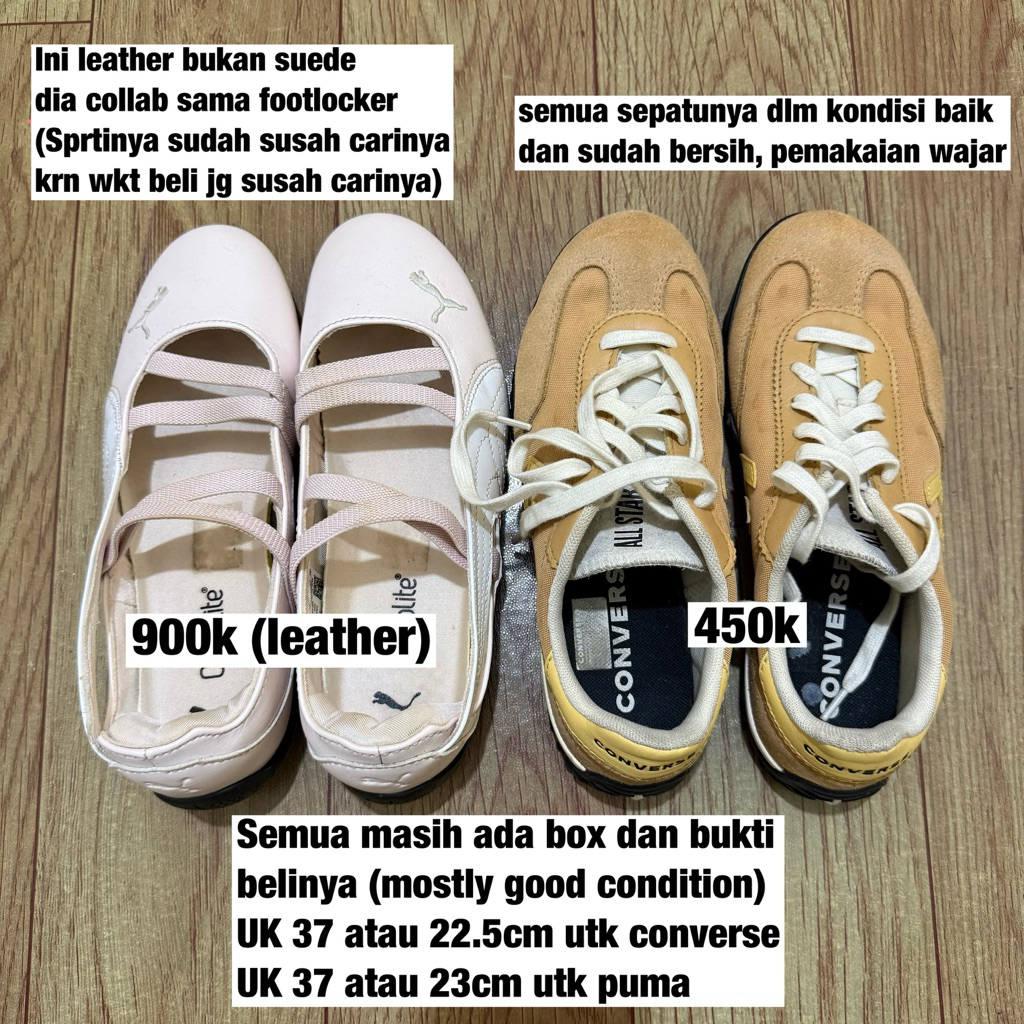 Puma speedcat ballerina Converse run star trainer preloved sepatu