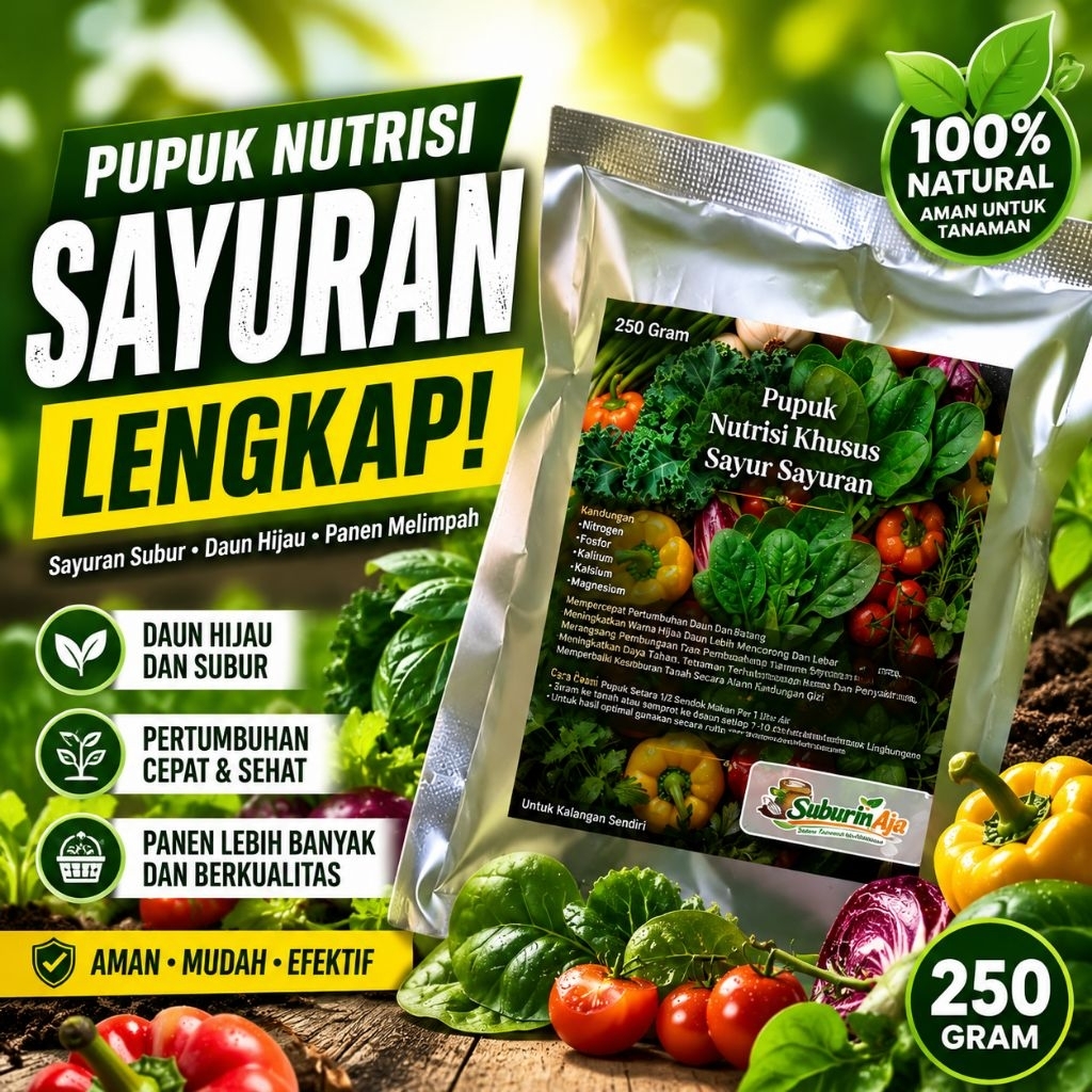 Pupuk Sayur Sayuran Organik | Nutrisi Tanaman, Penyubur Tumbuhan | Booster - SuburinAja 250g