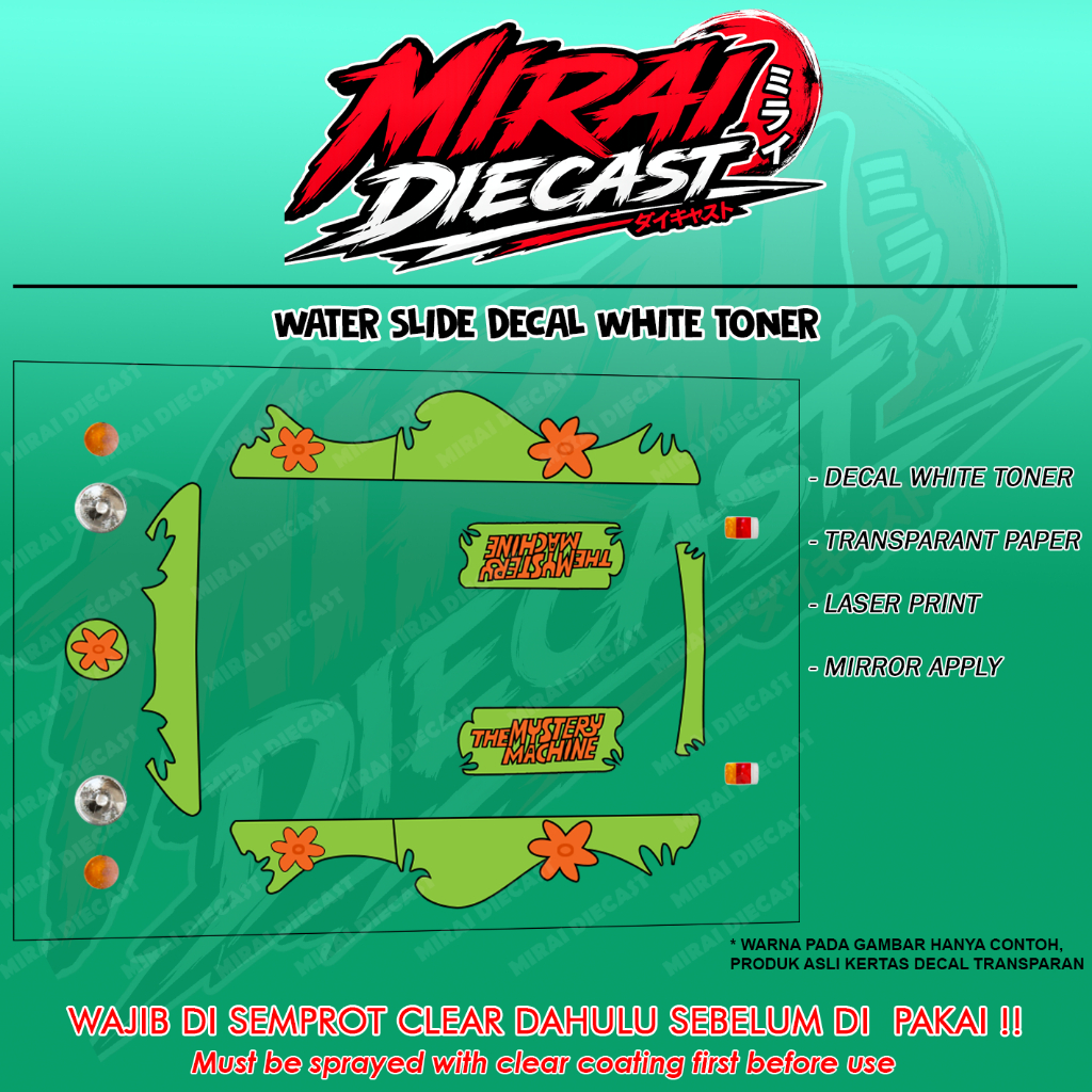 Decal diecast hw Kool Kombi mysteri machine Scooby-Doo