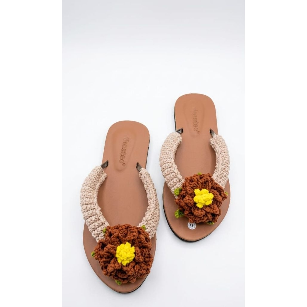 sandal rajut,sandal boho,sandal etnik,sandal rajut kekinian,sandal rajut handmade