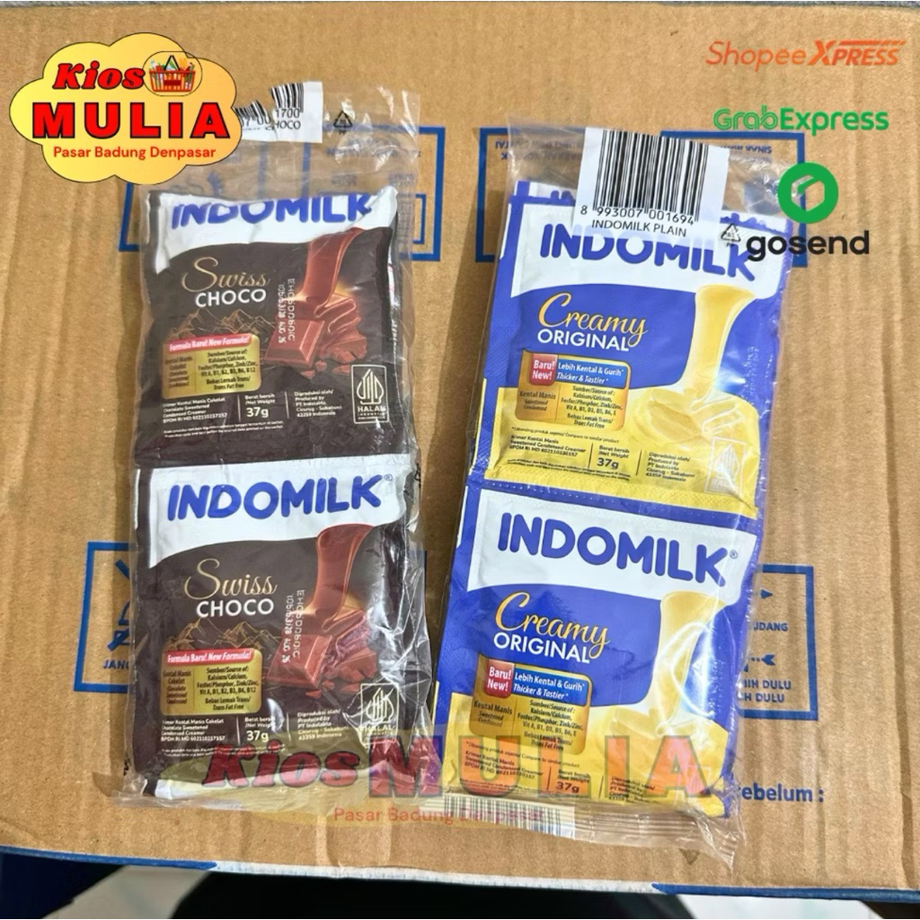 [1 dus-20 pak] Indomilk Susu Kental Manis Sachet 1 dus isi 20pak x 6pcs Putih dan Coklat - Manis dan