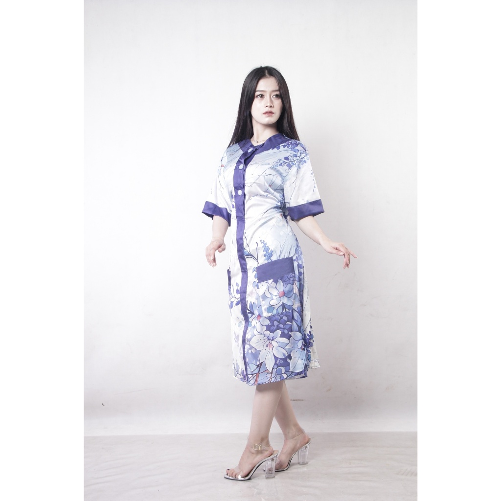 Piyama || Baju Tidur || Daster wanita Motif Cantik Terbaru - Kimono motif Bunga Bahan Armani silk