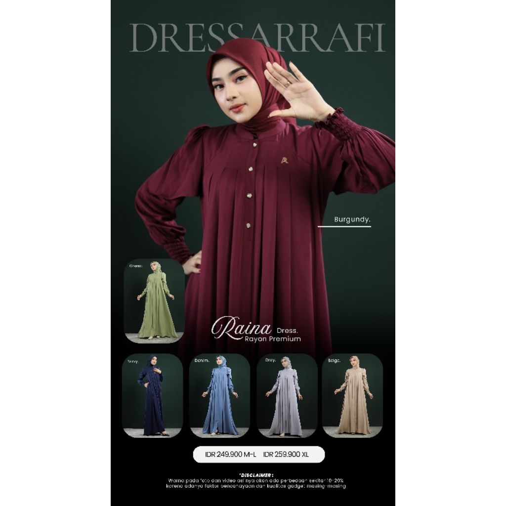 NEW READY‼️Raina Dress - Gamis Polos Rayon Premium Variasi Layer Pundak - ORI BY AR RAFI