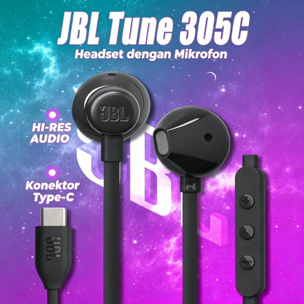 JBL Tune 305C Original Headset Type C Super Bass Mic HD Android