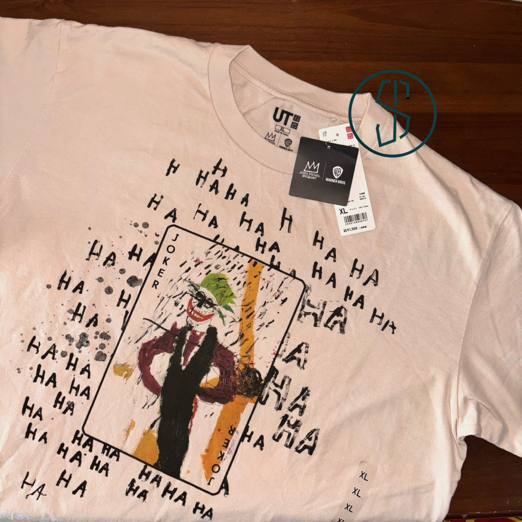 UNIQLO x Jean-Michel Basquiat Joker Shirt Mens XL Beige Warner Brothers DC Comic