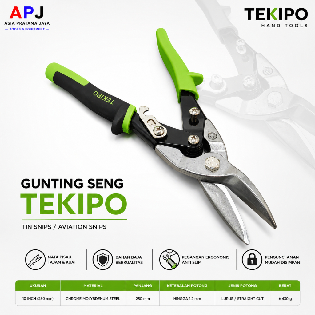 ORIGINAL TEKIRO Gunting Hollow Tekiro Baja Ringan Gunting Seng 10 Inch Aviation Snips