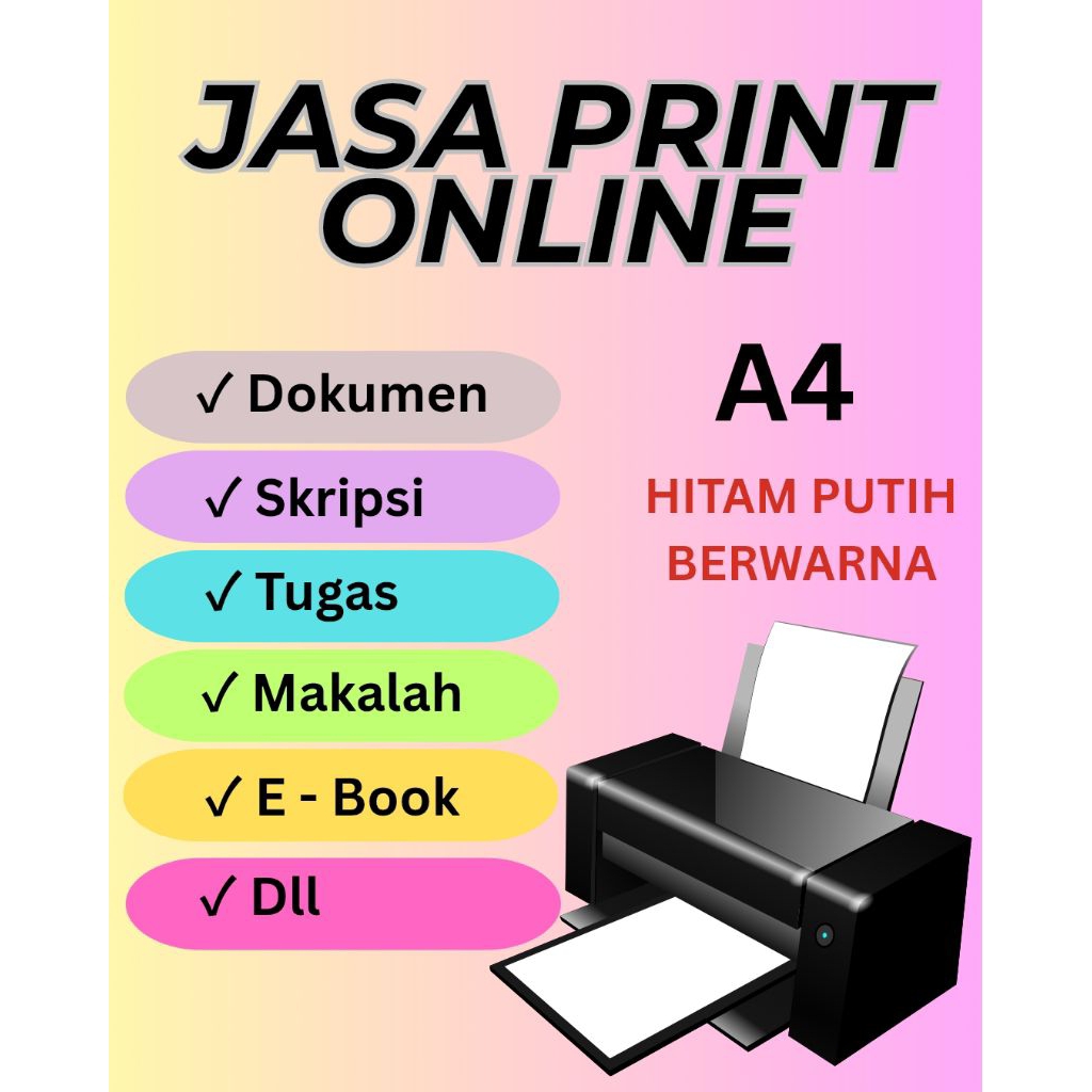JASA PRINT ONLINE KERTAS A4