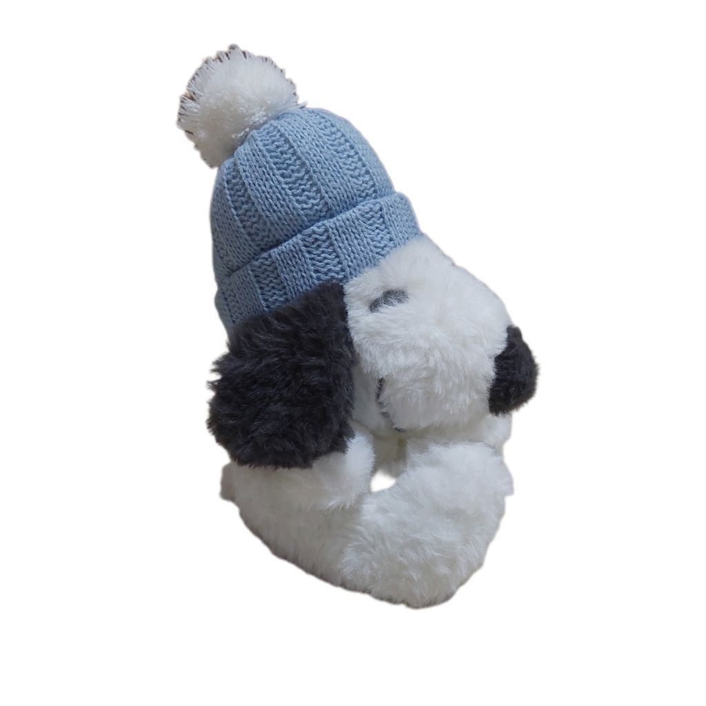 Boneka Snoopy Fluffy Blue Bean Cap Plush