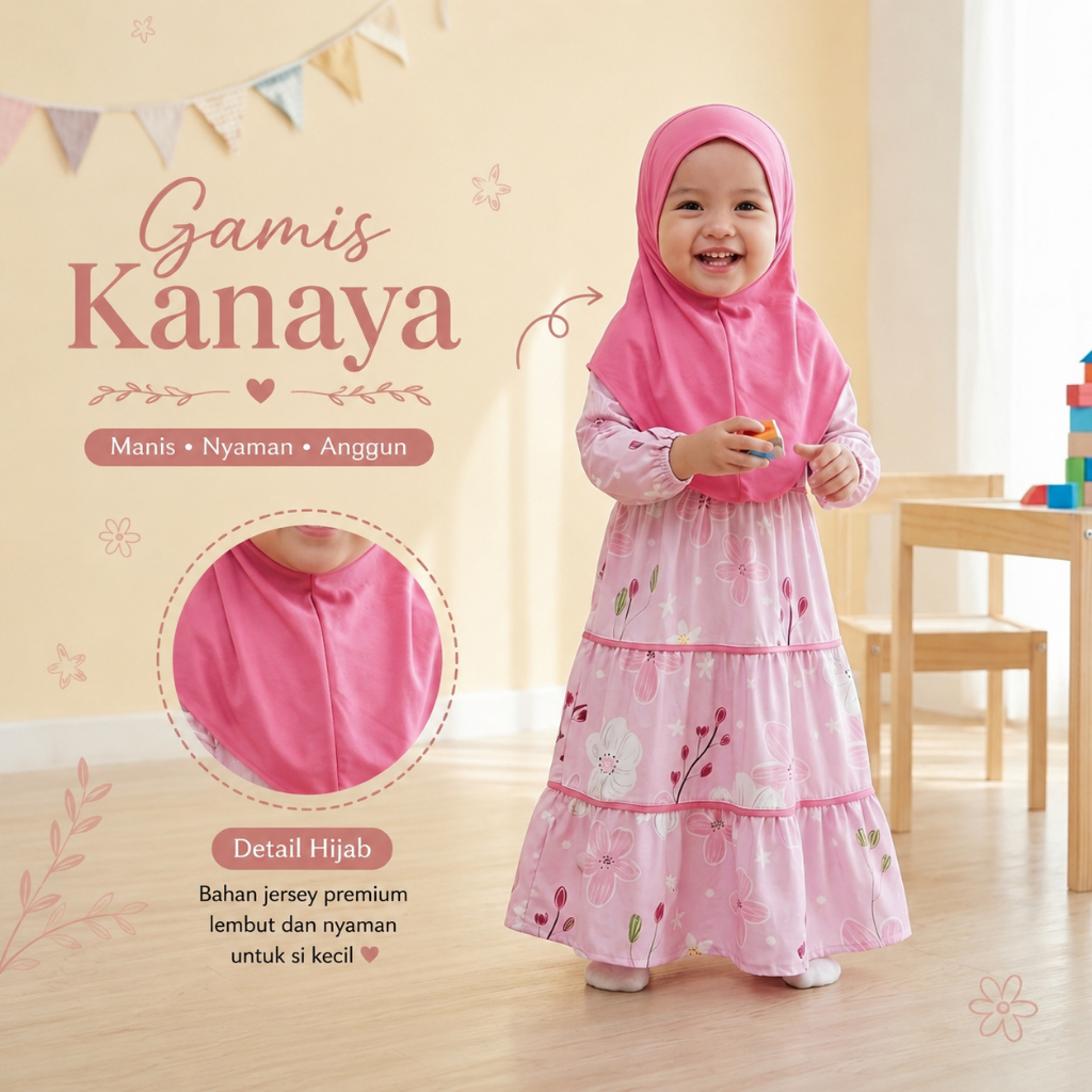 ZOTO KIDS - Gamis Anak Perempuan Simple Elegan Baju Muslim Anak Nyaman dan Stylish - Gamis Anak Pere