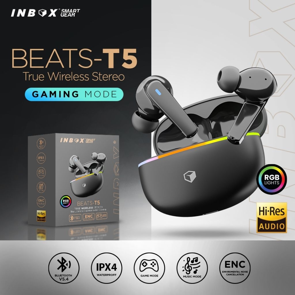 Inbox Beats T5 TWS Bluetooth Earphone Smart Gear Bass Terbaik Garansi Resmi