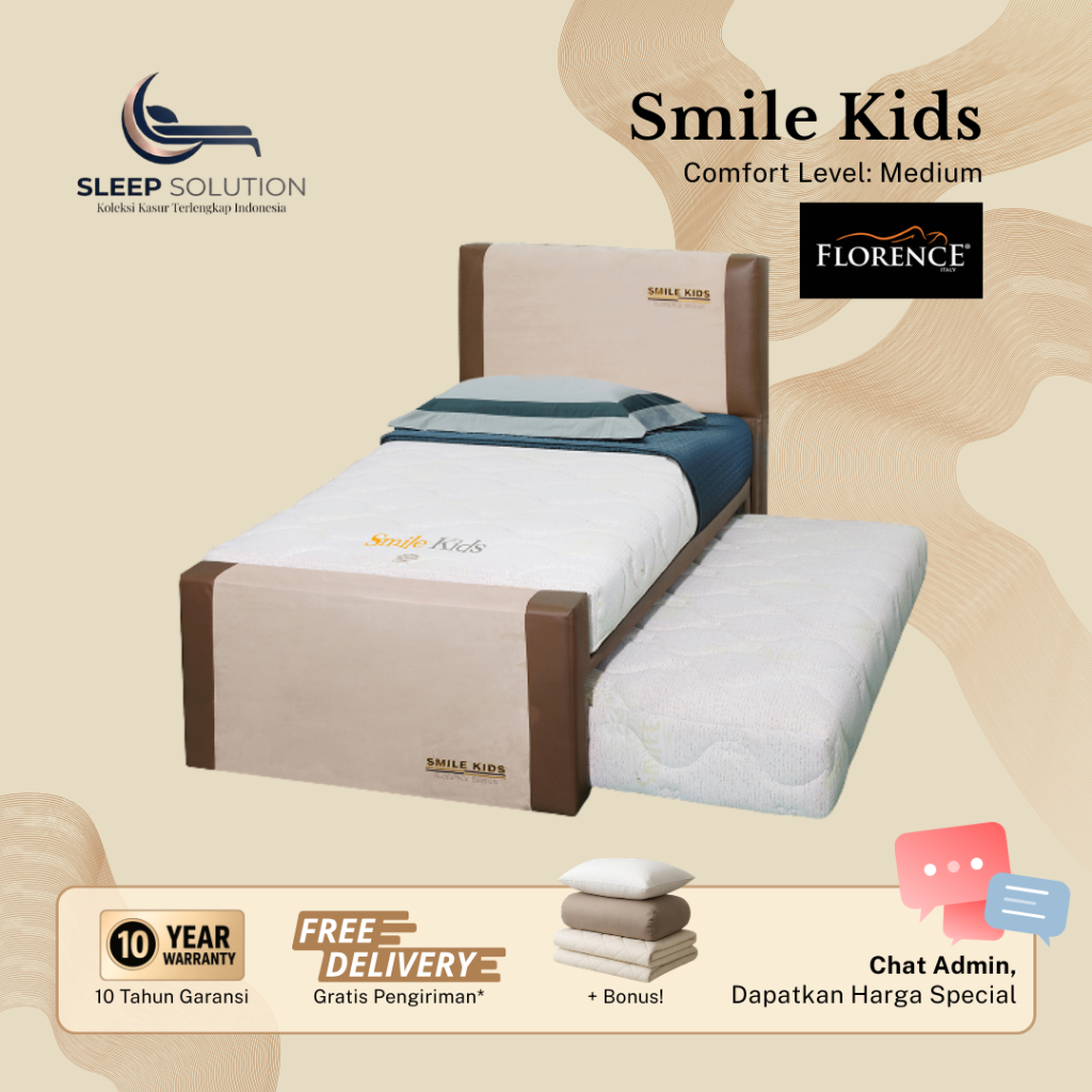 FLORENCE SMILEKIDS 3IN1 I Kasur Spring Bed | Matras Premium | 100x200, 120x200, 160x200, 180x200, 20