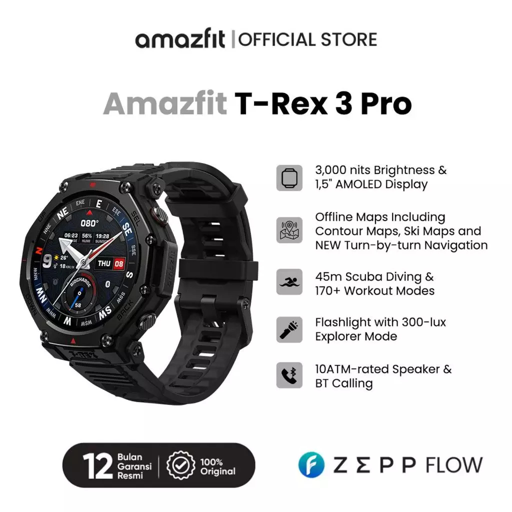 Amazfit T Rex 3 Pro 48mm Smartwatch Outdoor GPS AMOLED Sapphire Glass 25 Days Battery 700mAh