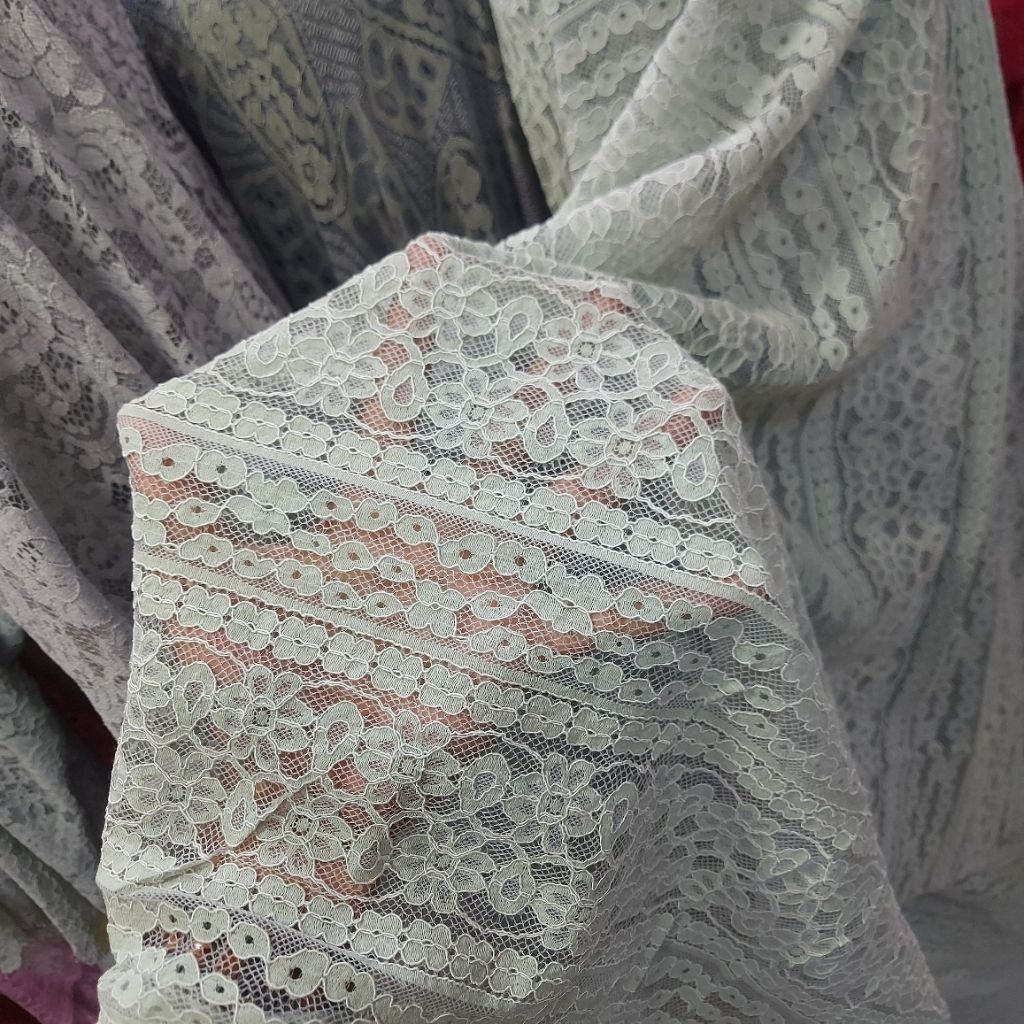 kain brokat kondangan kekinian - kain brokat meteran  - kain brokat motif elegan ( hijau mint) AT