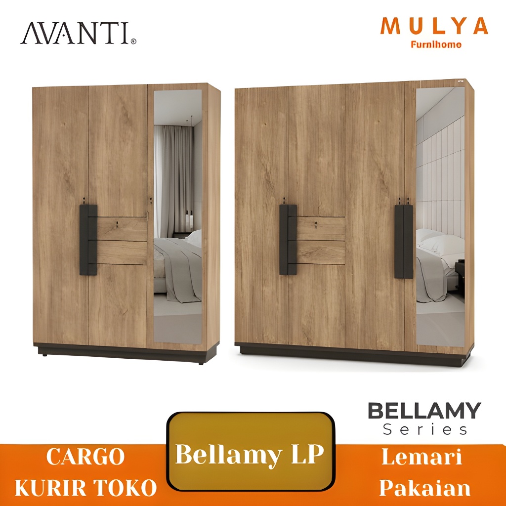 Lemari Pakaian Jumbo 4 Pintu Premium / Lemari Baju Besar 4,3,2 Pintu  Clasic Bellamy Series