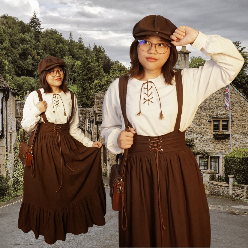 Saldaysia - Aceline Overall | Vintage Medieval Overall Dress | Earth Tone Yearbook Outfit | Daily Fa