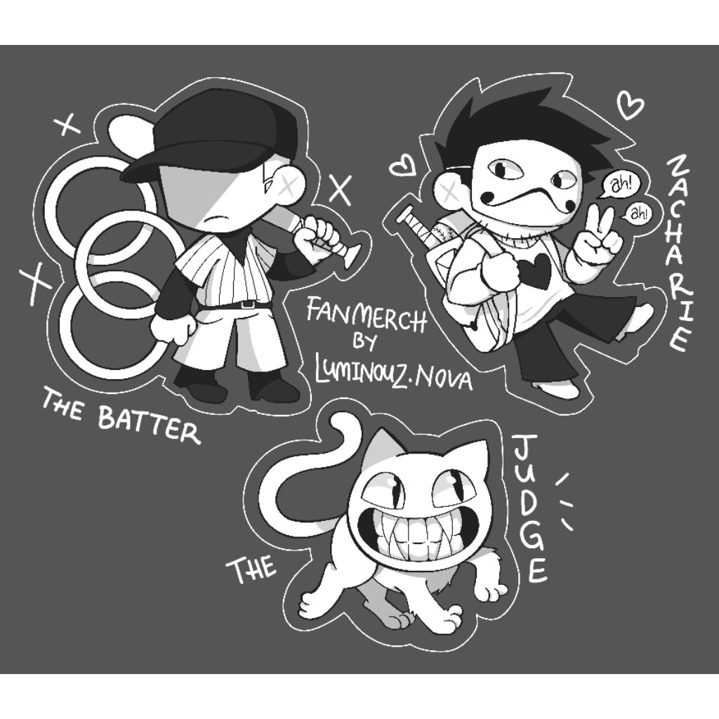OFF Fanmerch by @luminouz.nova || The Batter, Zacharie, The Judge || RPGMaker merch