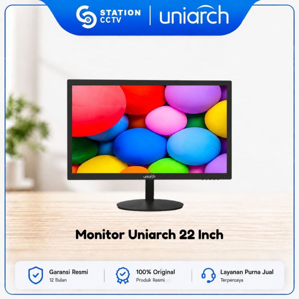 Monitor Uniarch 22 Inch FHD 1080P | Monitor Komputer CCTV LED HDMI VGA Berkualitas