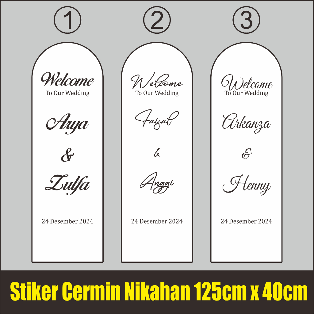 Stiker Welcome Sign 125cm x 40cm Sticker Akrilik Wooden Dekorasi Lamaran Wedding Engagement Custom