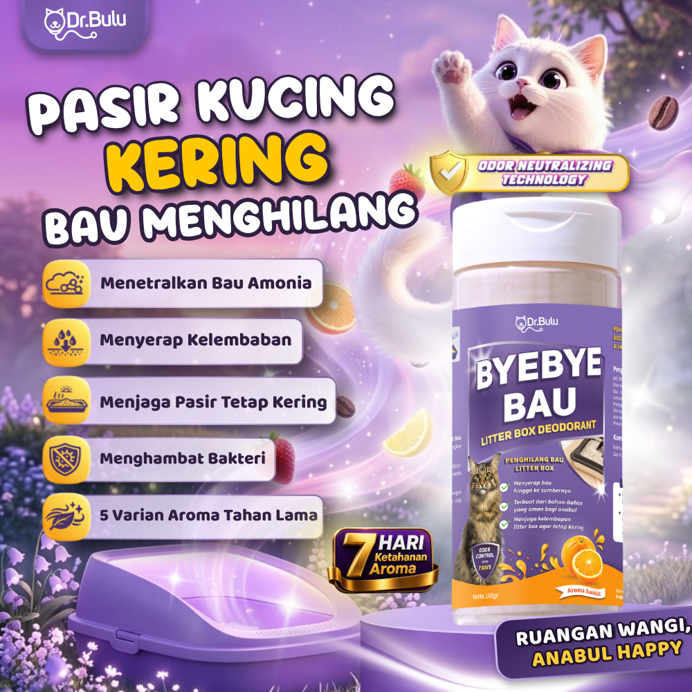 Dr.Bulu - Bye Bye Bau Penghilang Bau Litter Box Kucing dan Anjing - Deodorant Litter, Odor Remover