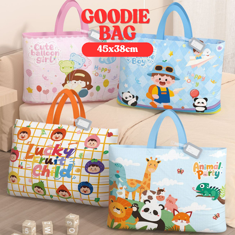 Goodie Bag Tas Jinjing Tote Bag Kanvas Animals Packaging Snack Ulang Tahun Souvenir Birthday Lucu Un
