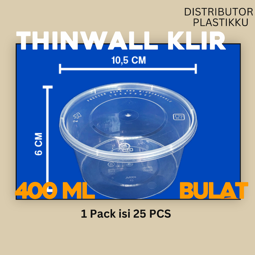 Thinwall KLIR Bulat 400ml | Thinwall KLIR Bulat 400ml | Box Plastik | Thinwall Bulat