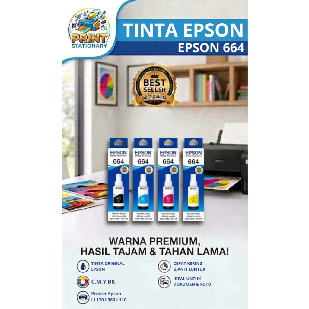 TINTA EPSON 664 T664 Untuk Printer L120 L360 L110 ORIGINAL