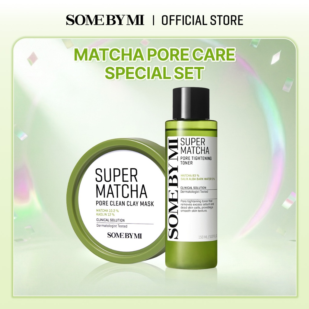 [Clearance ED 10/26] SOME BY MI Matcha Toner+Clay Mask 2 Step Set