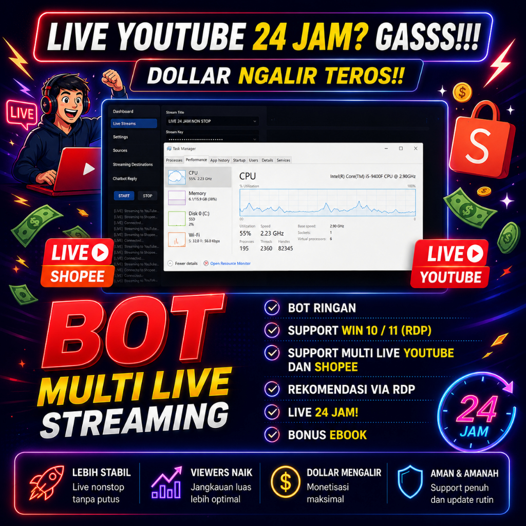 Aplikasi Multi Live Streaming Youtube Bot