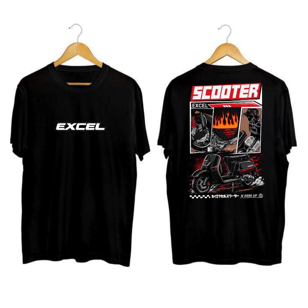 Kaos Vespa Excel Bahan katun combed 24s