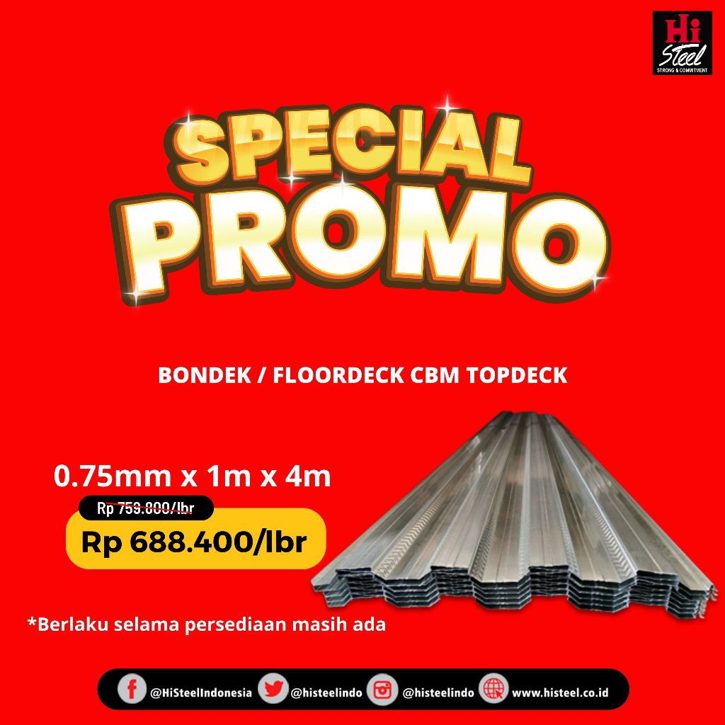Floordeck/Bondeck/Bondek/Dak Cor CBM 0.75mm X 1m X 4cm X 4m