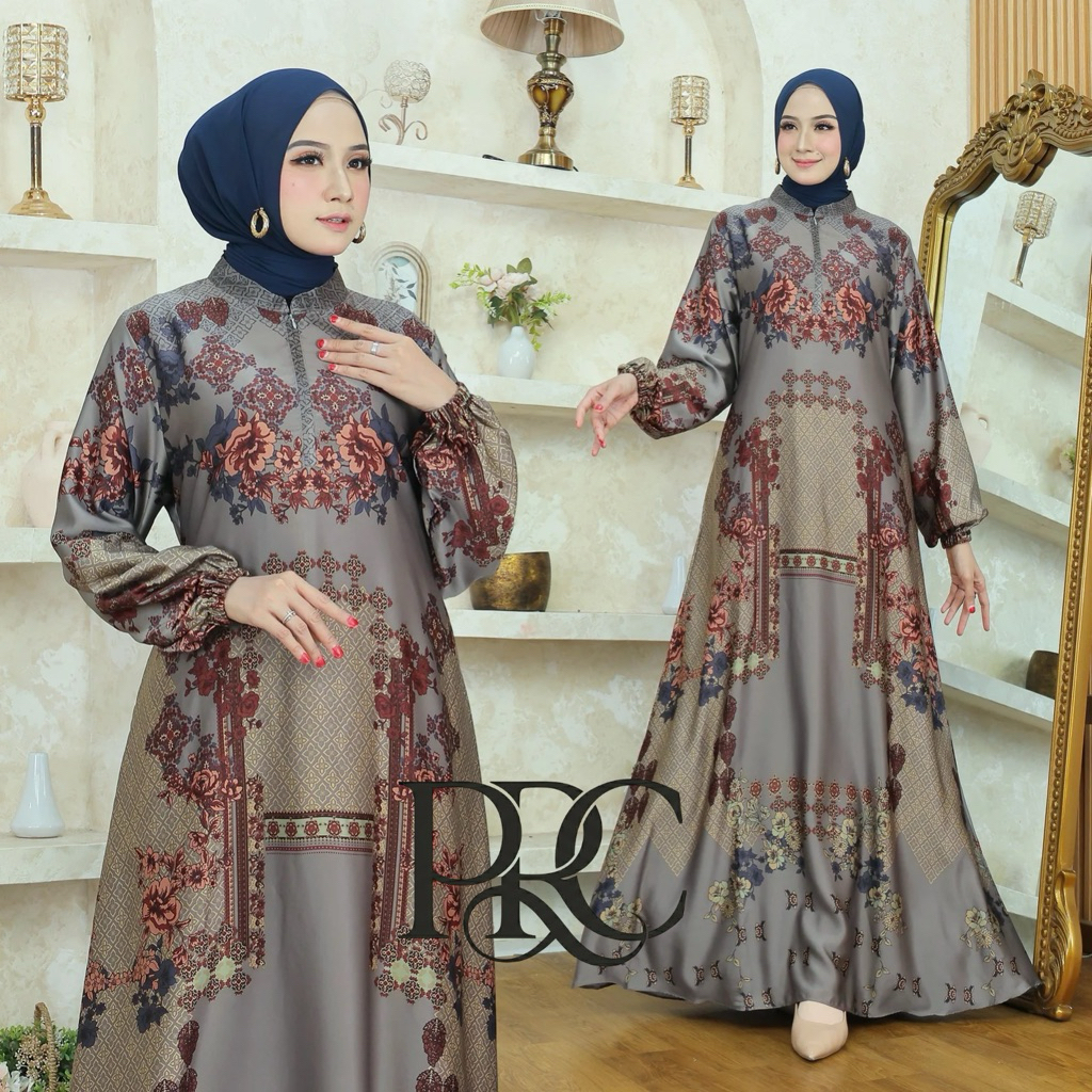 (COD) Parci Gamis Wanda Armani Silk Premium Terbaru -Gamis Silk Motif Terbaru - Gamis busui wanita -