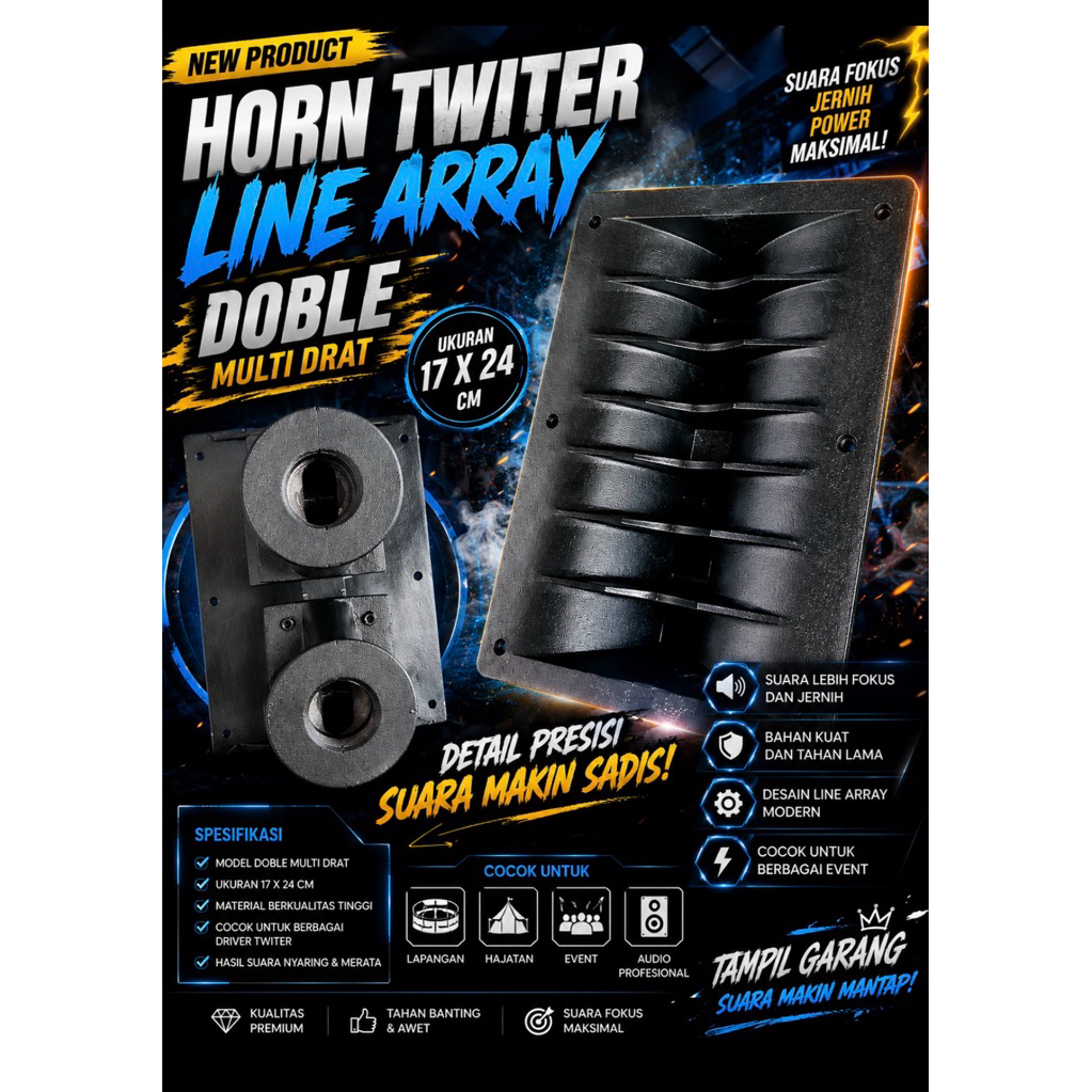 HORN TWITER LINE ARRAY DOBEL MULTI DRAT BAUT UK 17X24 TINGGI 15.5 cm