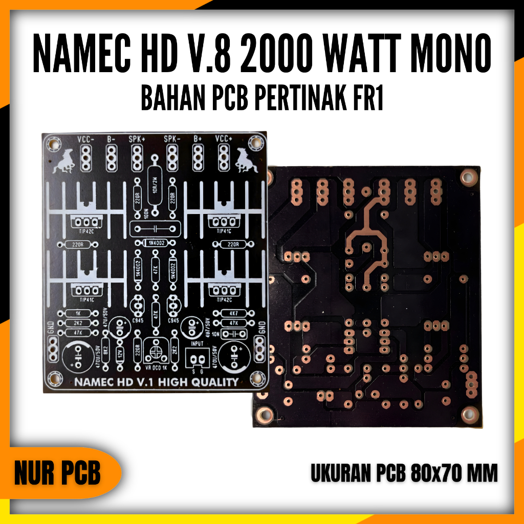 PCB Driver Power Amplifier Namec HD V8 2000W Mono 32-45VAC 8x7cm PA-001