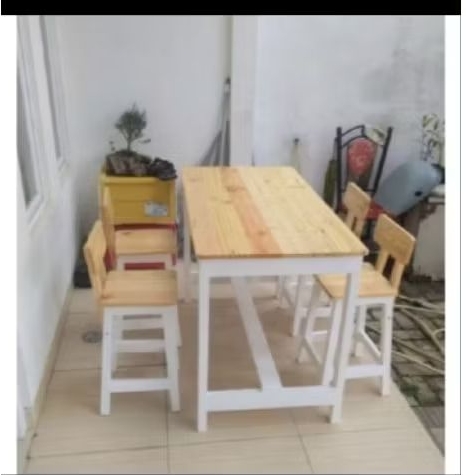 meja makan cafe restoo +4 kursi sender