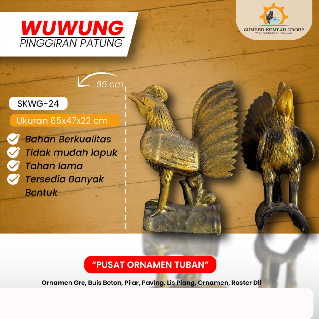 Genteng Hias Wuwung Jago Ukuran 65x42 x22 ( WAJIB BACA DESKRIPSI )