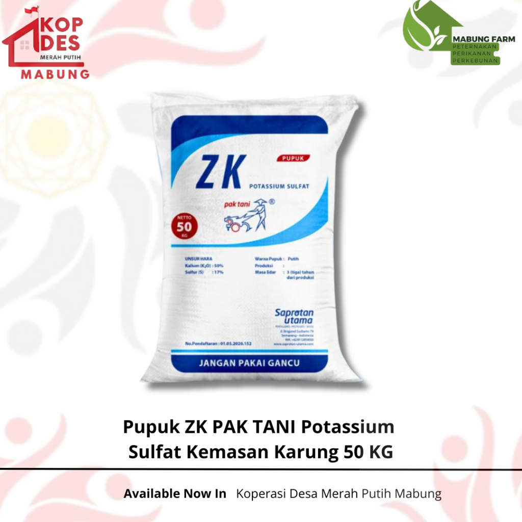 Pupuk ZK PAK TANI  Kemasan Karung 50 KG