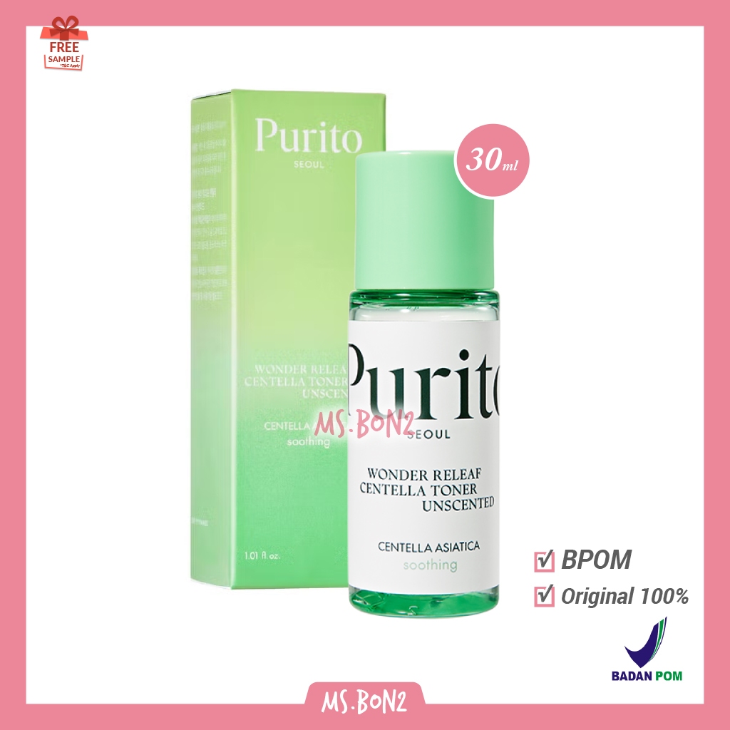BPOM PURITO Wonder Releaf Centella Toner Unscented 30ml Kit Travel Trial Sample Mini - Toner Vegan b