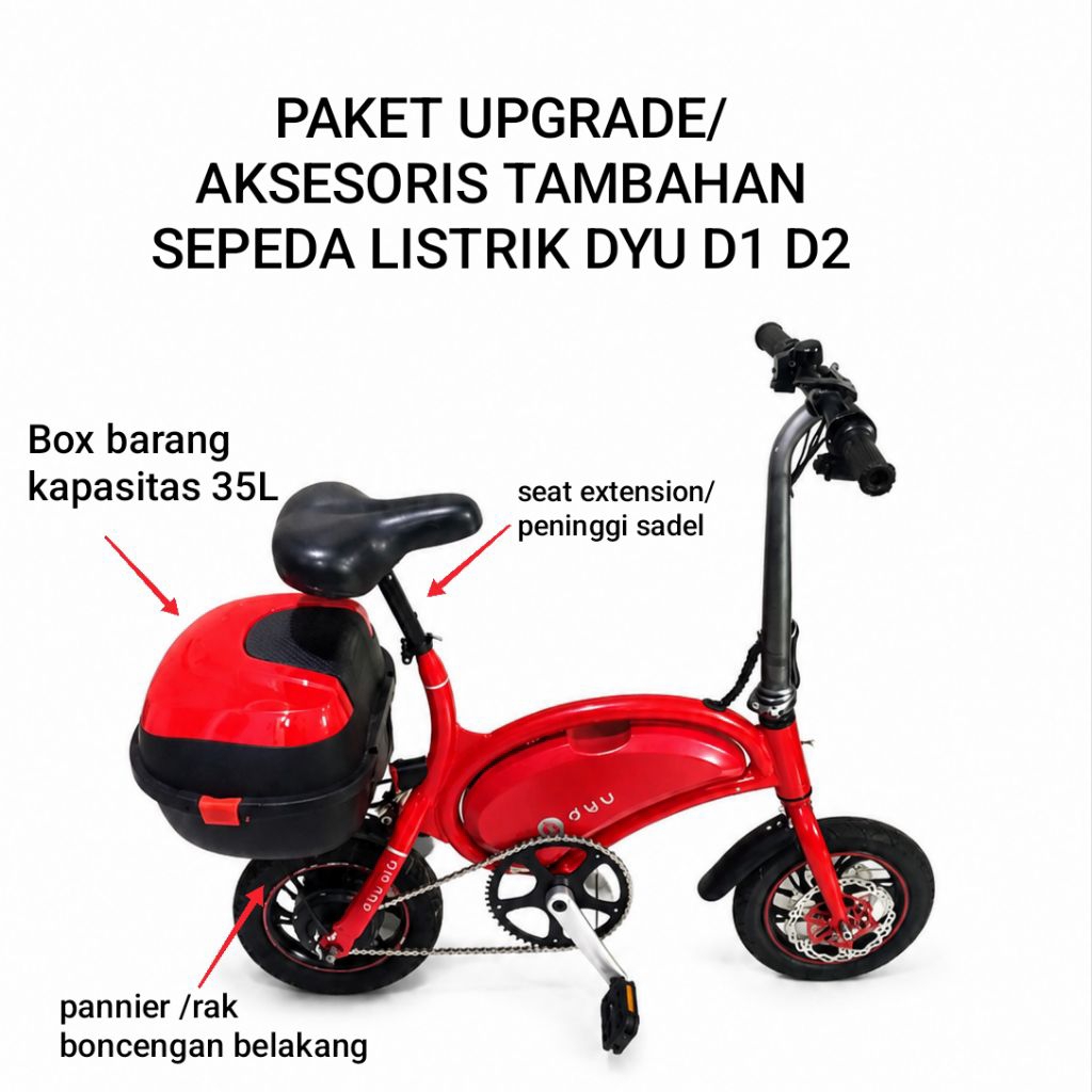 sepeda listrik dyu d1 d2 paket upgrade aksesoris