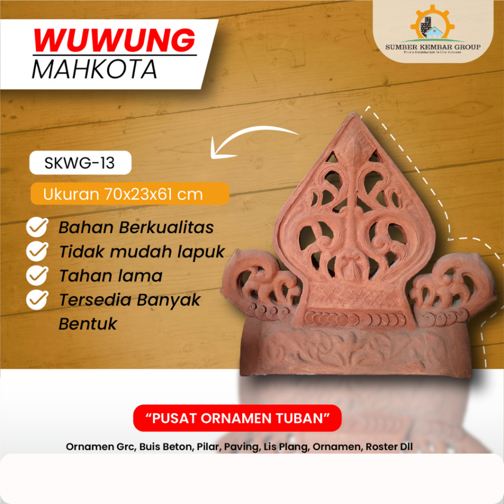 Wuwung hias tengahan mahkota murah mewah ukuran 70x23x61(WAJIB BACA DESKRIPSI)