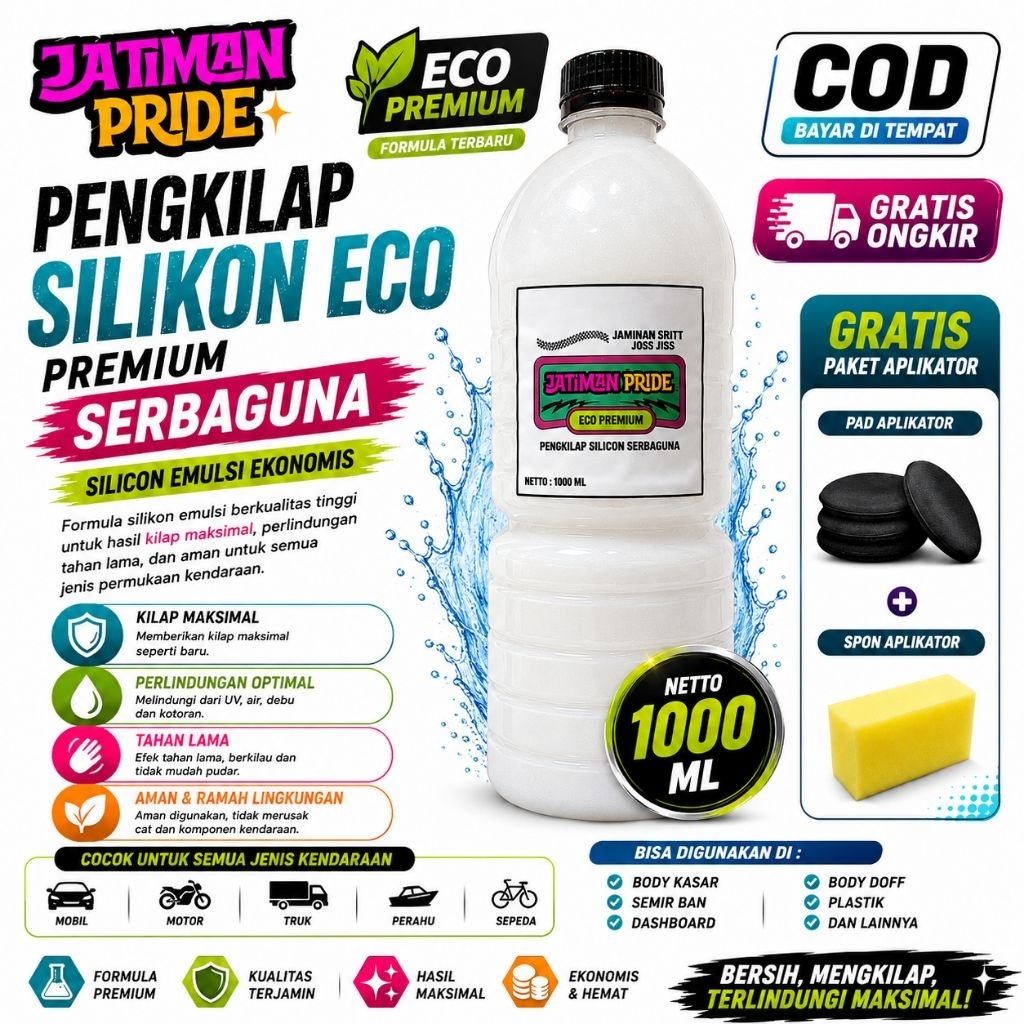 JATIMAN PRIDE Pengkilap & Semir Ban Mobil Motor 1000ml | Body Kinclong MURAH + Spon Busa