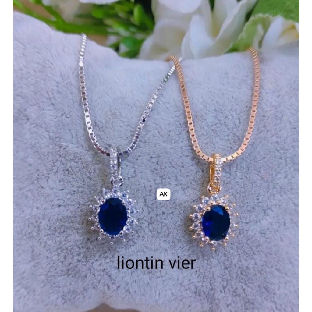 kalung wanita liontin mata biru