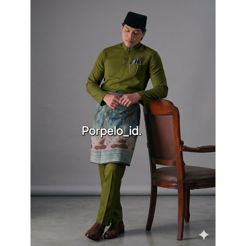 TERBARU SETELAN TELUK BELANGA BAHAN KATUN TOYOBO  BAJU ADAT KURUNG  MELAYU  PRIA DEWASA