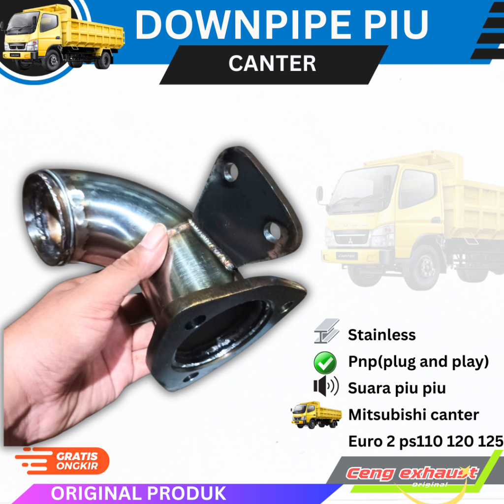 Downpipe PIU PIU knalpot truk canter 110ps, 125 ps, 120, ps euro 2 model ori