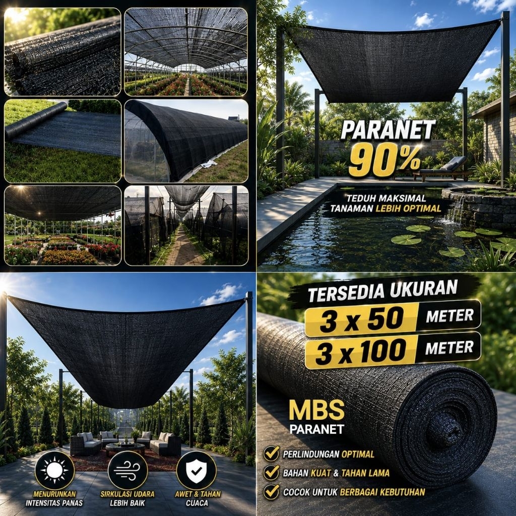 PARANET HDPE 90% ANTI UV DAN HUJAN LEBAR 3 METER