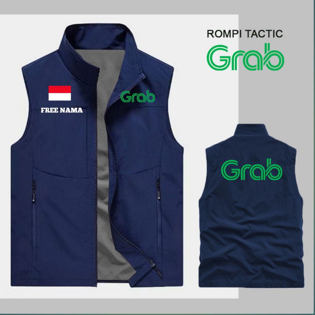 ROMPI TACTIC GRAB / JAKET GRAB FOOD / JAKET GRAB BIKE / JAKET FREE NAMA BAHAN TASLAN READY SIZE M L 