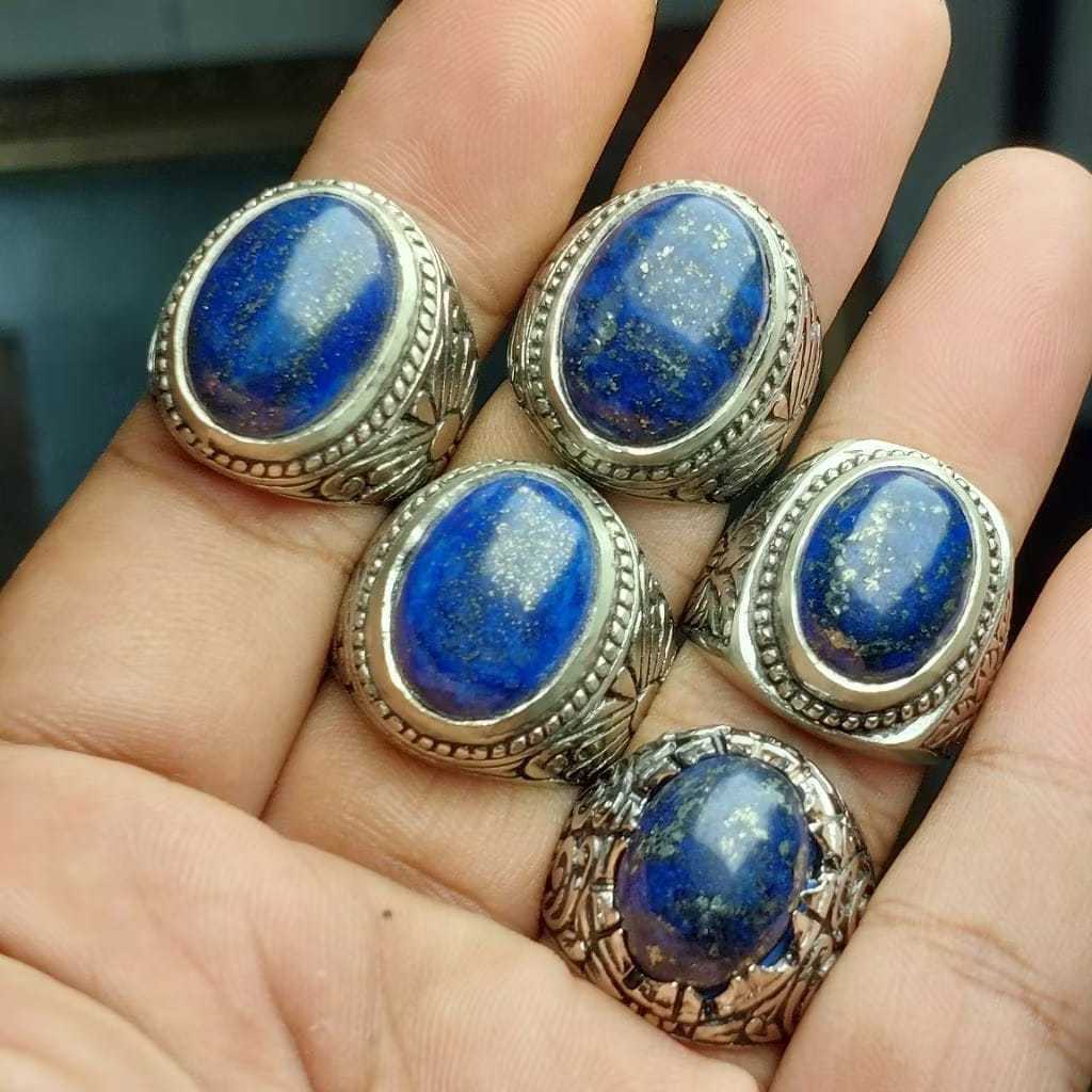 cincin batu lapis lazuli dim 16-18 ring alpaka super (model ring random)