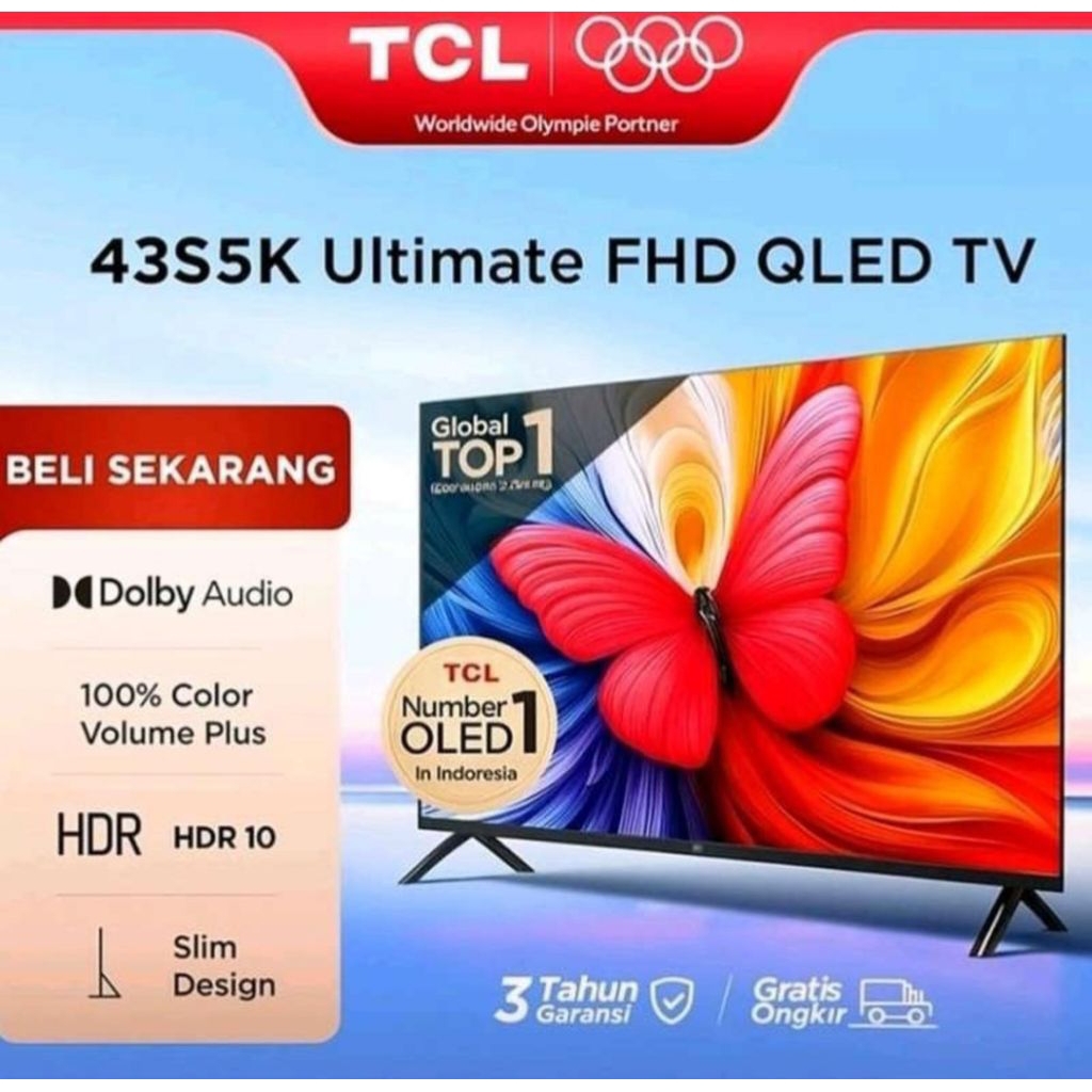 TV TCL 43 INCH QLED FHD GOOGLE TV 43S5K TV TCL 43INCH QLED GOOGLE TV FHD 43S5K