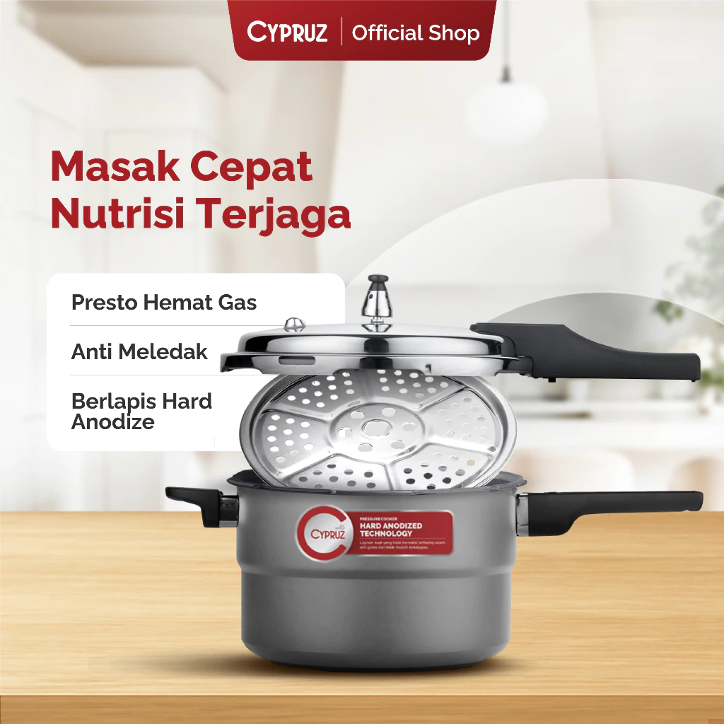 CYPRUS Panci Presto Pressure Cooker Jumbo Multifungsi 20Cm/24Cm/28Cm Original